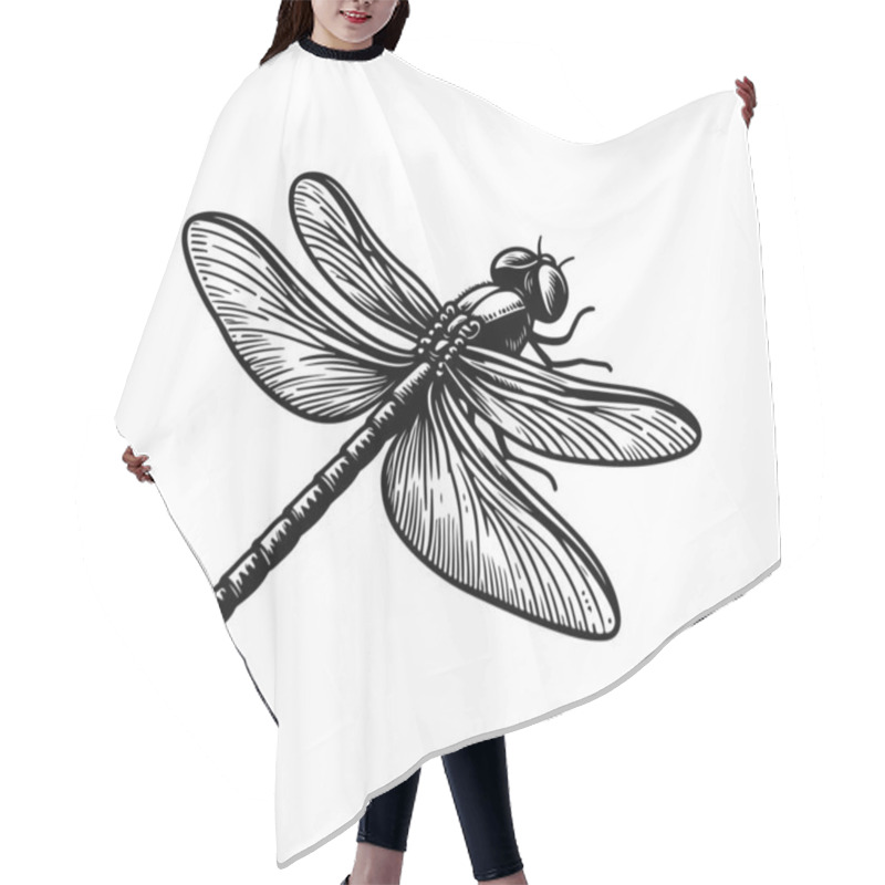 Personality  Dragonfly Hand Drawn Vector Illustration Hair Cutting Cape