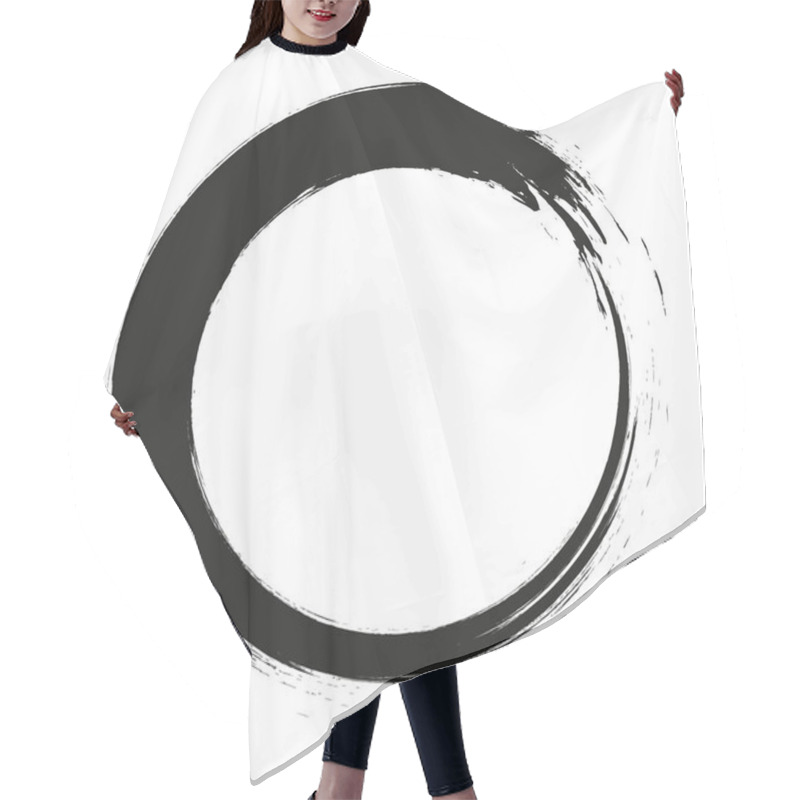 Personality  Vector Brush Strokes Circles Of Paint On White Background. Ink Hand Drawn Paint Brush Circle. Logo, Label Design Element Vector Illustration. Black Abstract Circle. Hair Cutting Cape