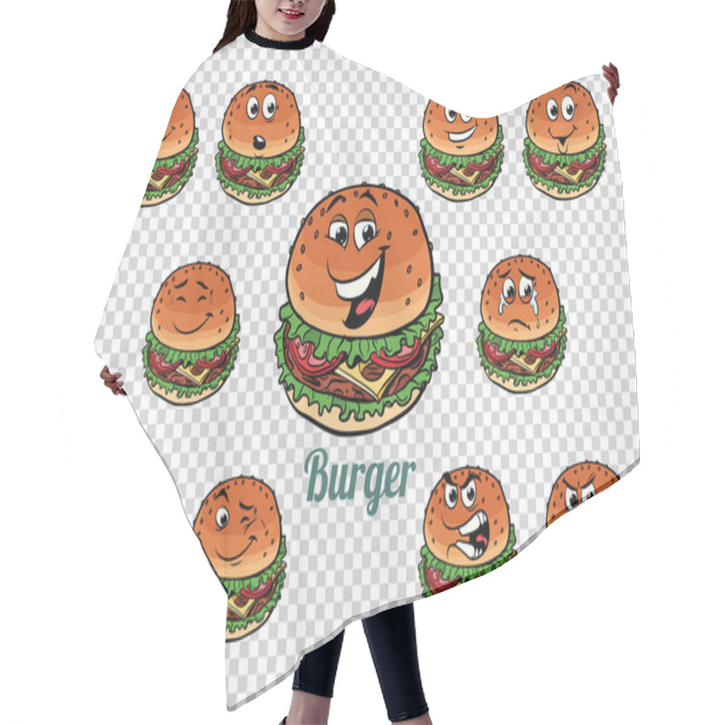 Personality  Burger Fast Food Emotions Characters Collection Set Hair Cutting Cape