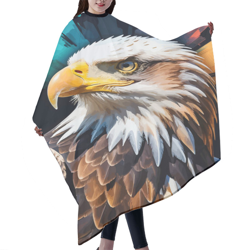 Personality  Eagle Head, Hand Drawn Vector Illustration. Hair Cutting Cape