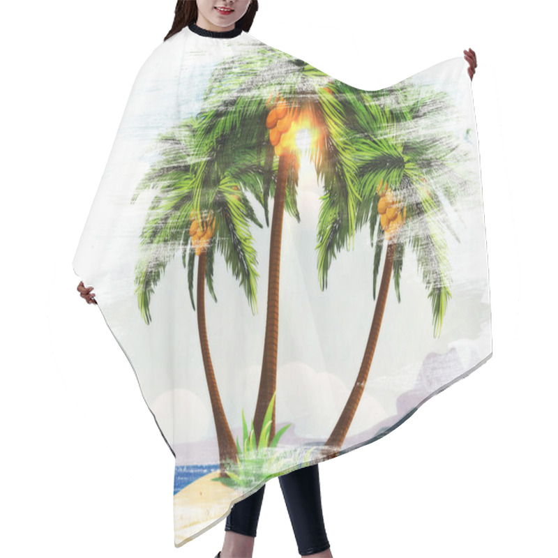 Personality  Grunge Tropical Island In The Ocean Hair Cutting Cape