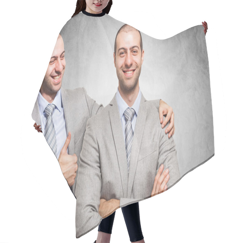 Personality  Businessman Congratulating With Himself Hair Cutting Cape