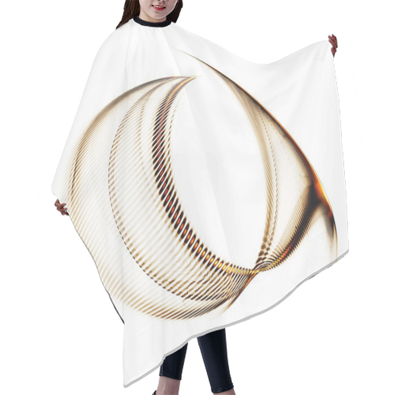 Personality  Golden Abstract, Wavy Lines On White Hair Cutting Cape