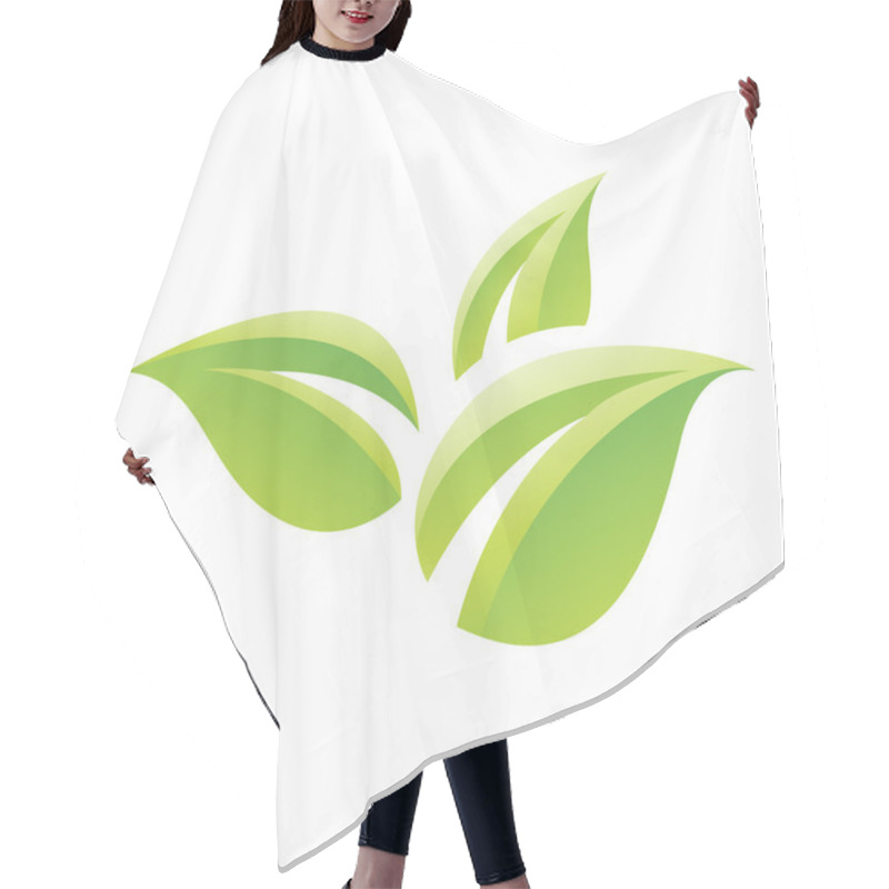 Personality  Green Glossy Leaves Icon Hair Cutting Cape