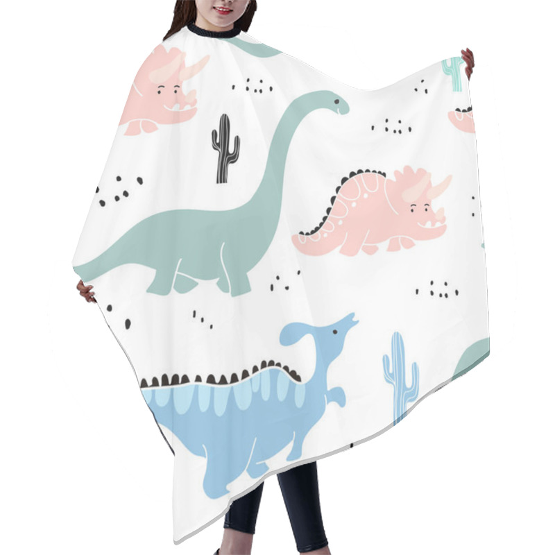 Personality  Cute Dinosaurs Seamless Pattern Hair Cutting Cape