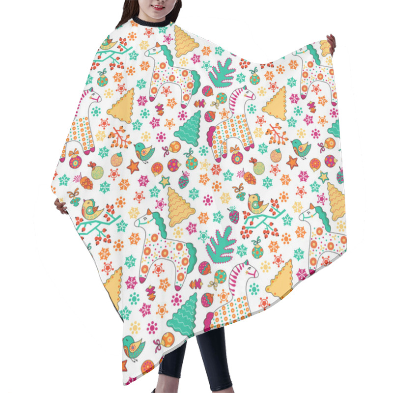 Personality  Seamless Christmas Pattern Hair Cutting Cape