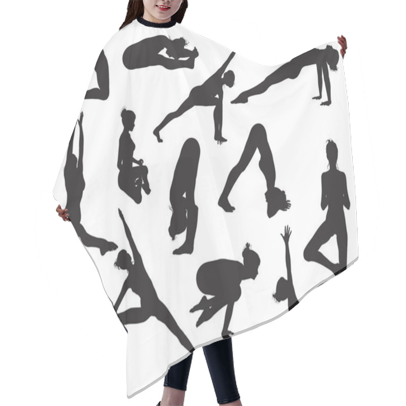 Personality  Yoga Pose Women Silhouettes Hair Cutting Cape