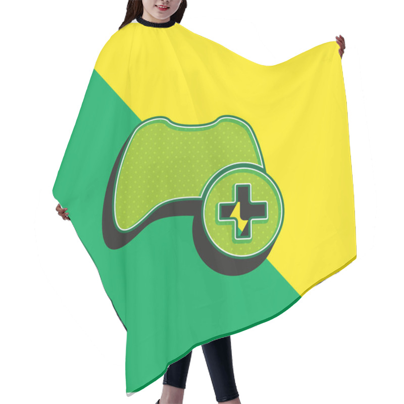 Personality  Add Control Interface Symbol Green And Yellow Modern 3d Vector Icon Logo Hair Cutting Cape