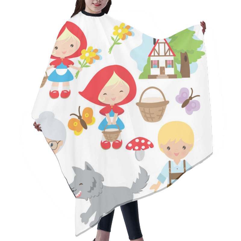 Personality  Red Riding Hood Vector Illustration Hair Cutting Cape