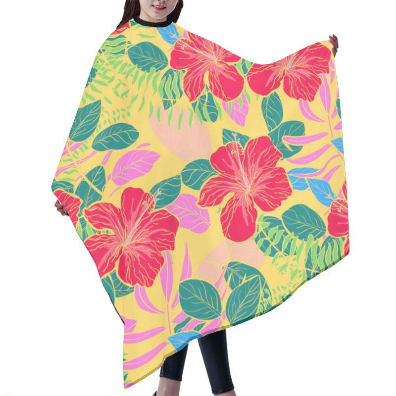 Personality  Tropical Flowers And Leaves Plants Jungle Pattern Hair Cutting Cape