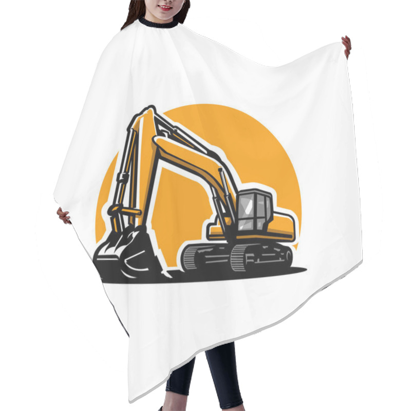 Personality  Excavator Vector Art Isolated. Best For Industrial Related Illustration Hair Cutting Cape