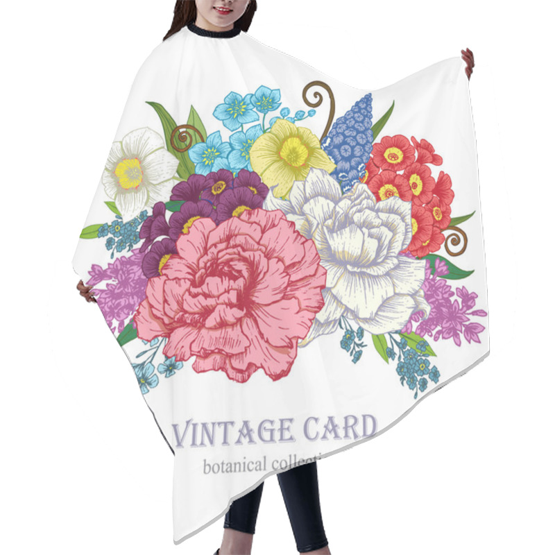 Personality  Hand-drawn Floral Bouquet Hair Cutting Cape