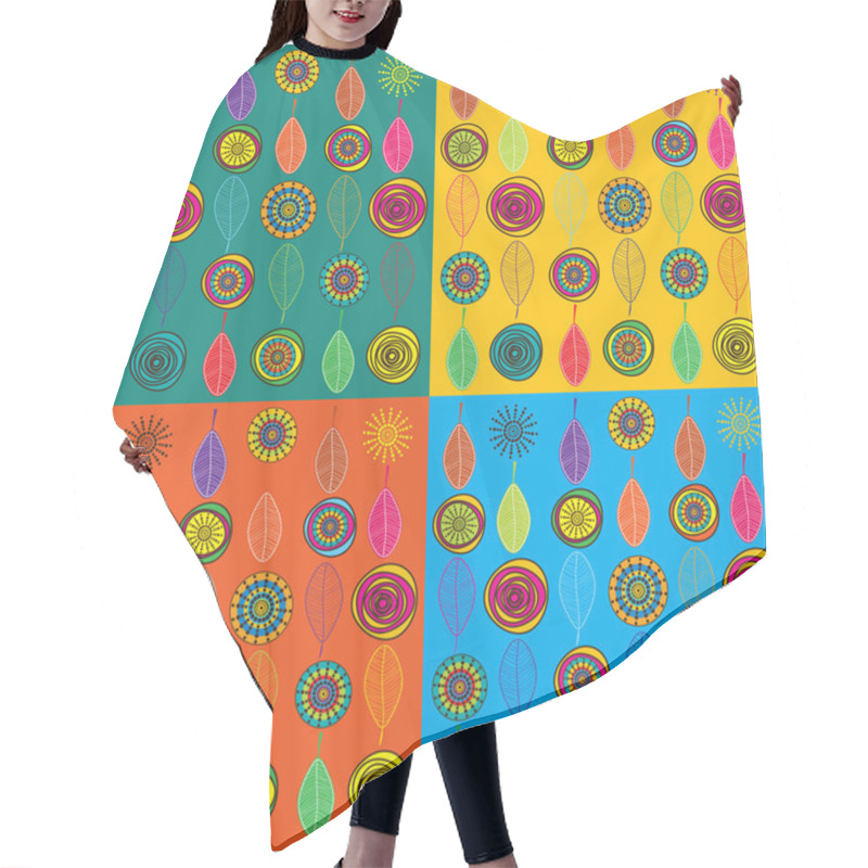 Personality  Abstract Retro Patchwork Design With Flowers And Ornaments Hair Cutting Cape