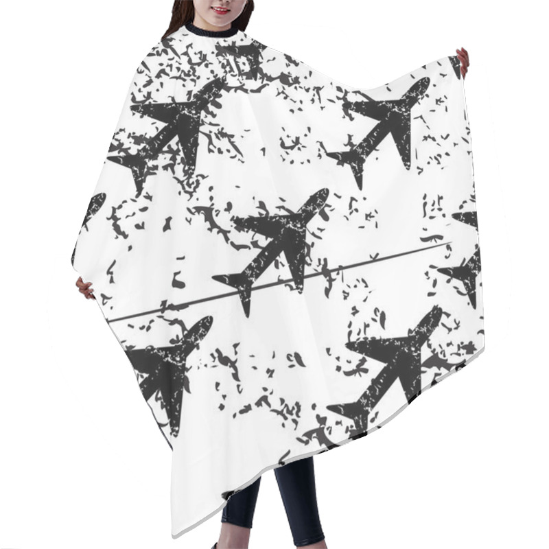 Personality  Plane Pattern, Grunge, Monochrome Hair Cutting Cape