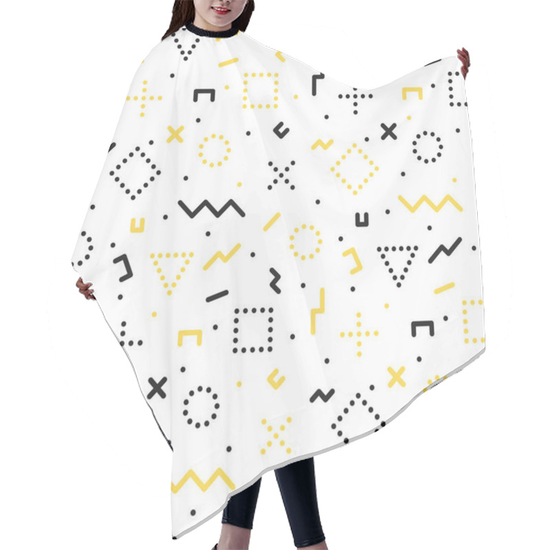 Personality  Memphis Seamless Pattern With Geometric Shapes. Hair Cutting Cape