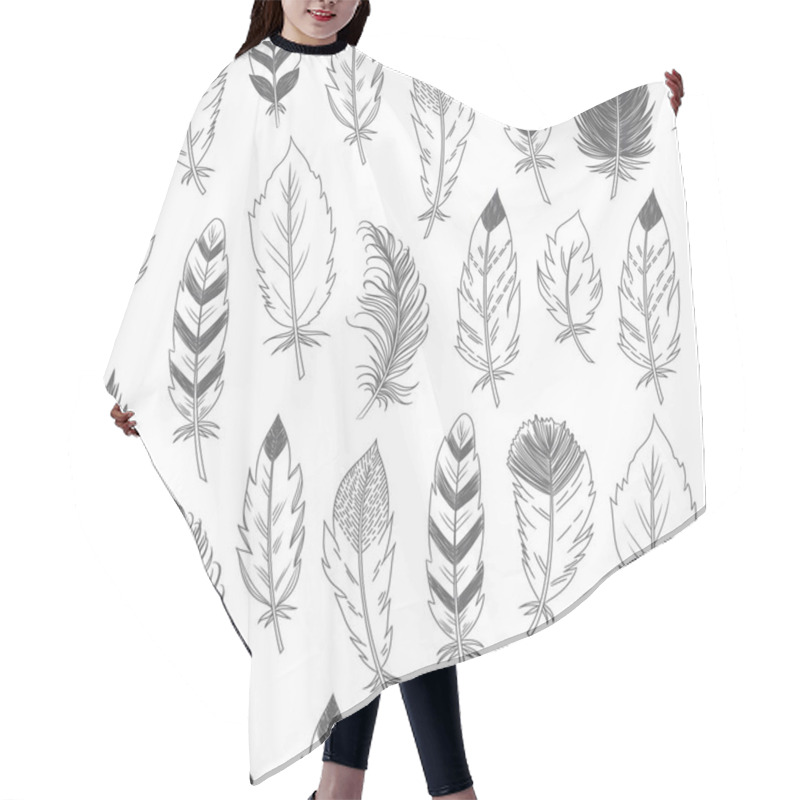 Personality  Vector Seamless Feathers Pattern In Boho Style Hair Cutting Cape