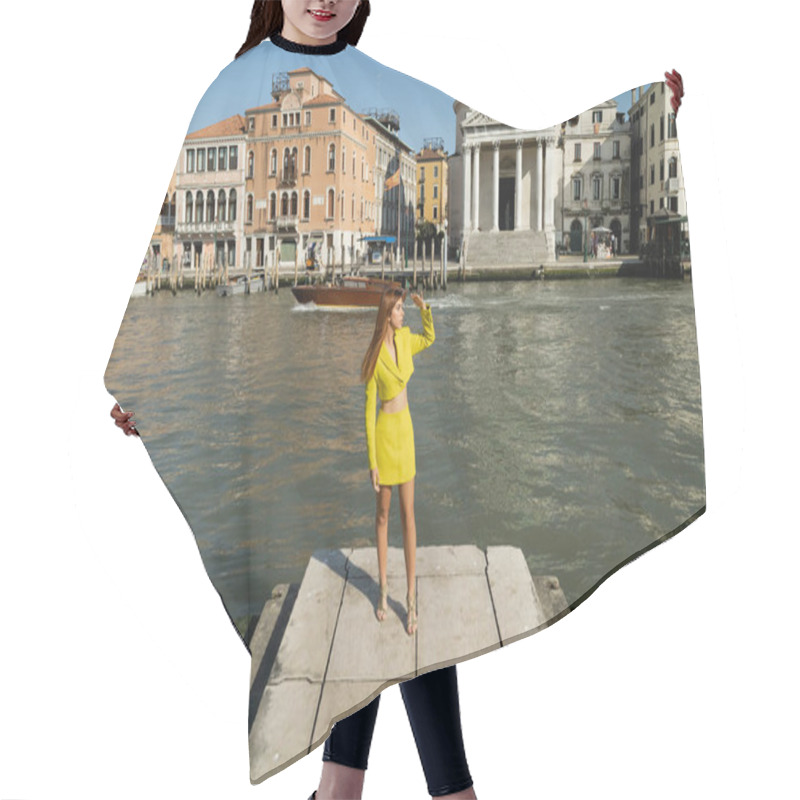 Personality  Full Length Of Woman In Yellow Clothes Looking Away On Pier Near Grand Canal In Venice Hair Cutting Cape