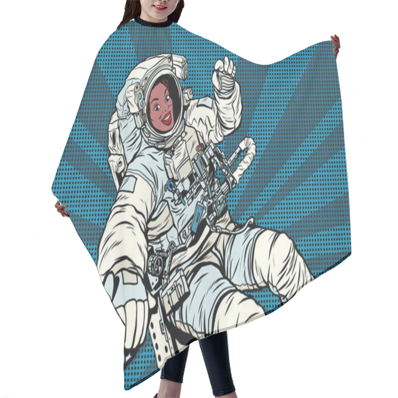 Personality  Woman Astronaut African American Gesture OK Hair Cutting Cape