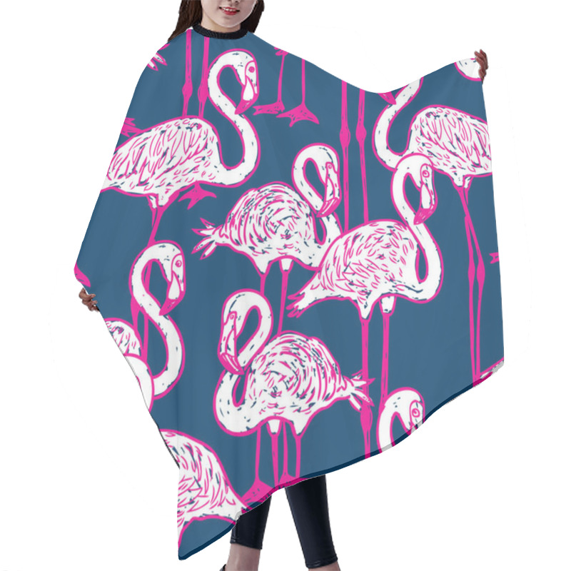 Personality  Seamless Background Of Pink Cartoon Flamingos Hair Cutting Cape