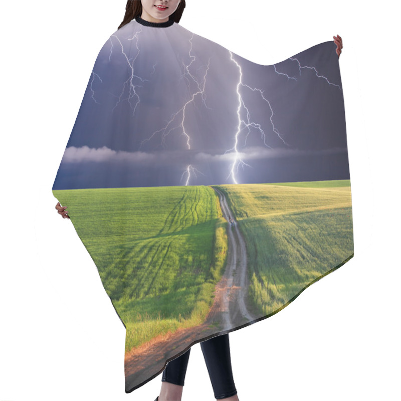 Personality  Lightning Landscape Hair Cutting Cape