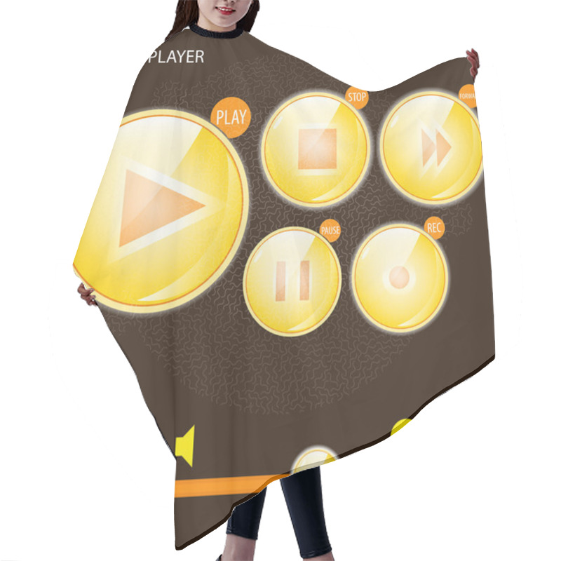 Personality  Vector Button Audio,  Vector Illustration  Hair Cutting Cape