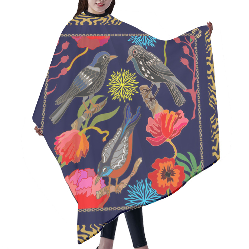 Personality  Japanese Garden. Seamless Oriental Pattern With Victorian Motifs. Hair Cutting Cape