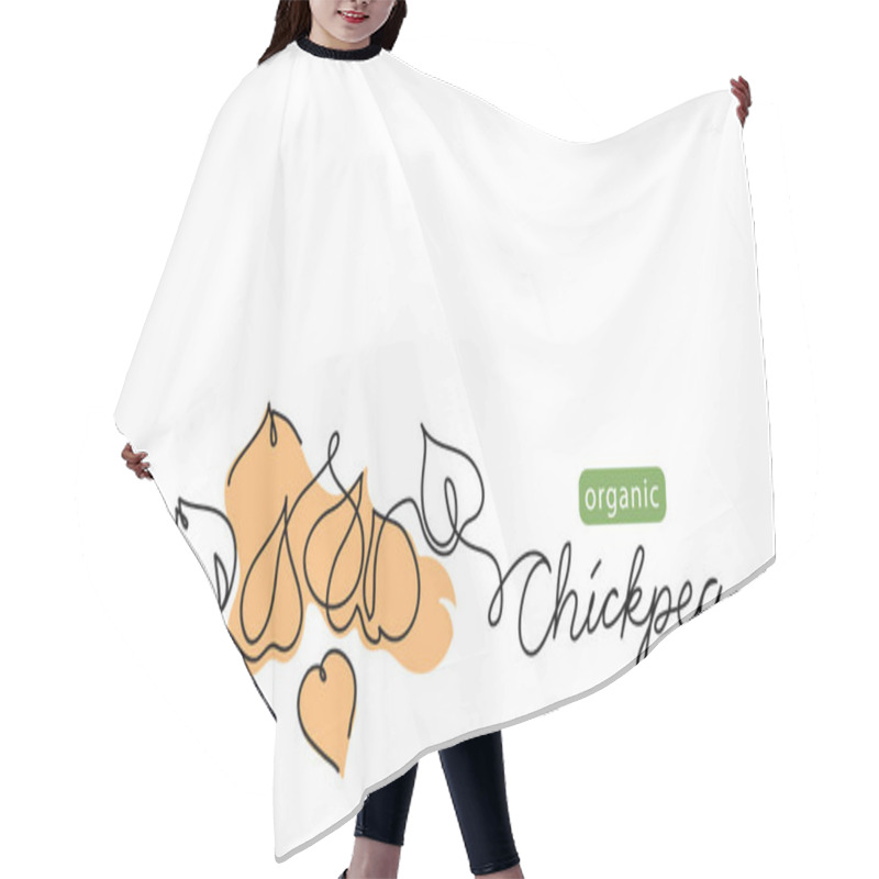 Personality  Chickpea, Garbanzo Beans Simple Vector Drawing. One Continuous Line Art Border With Lettering Chickpea Hair Cutting Cape