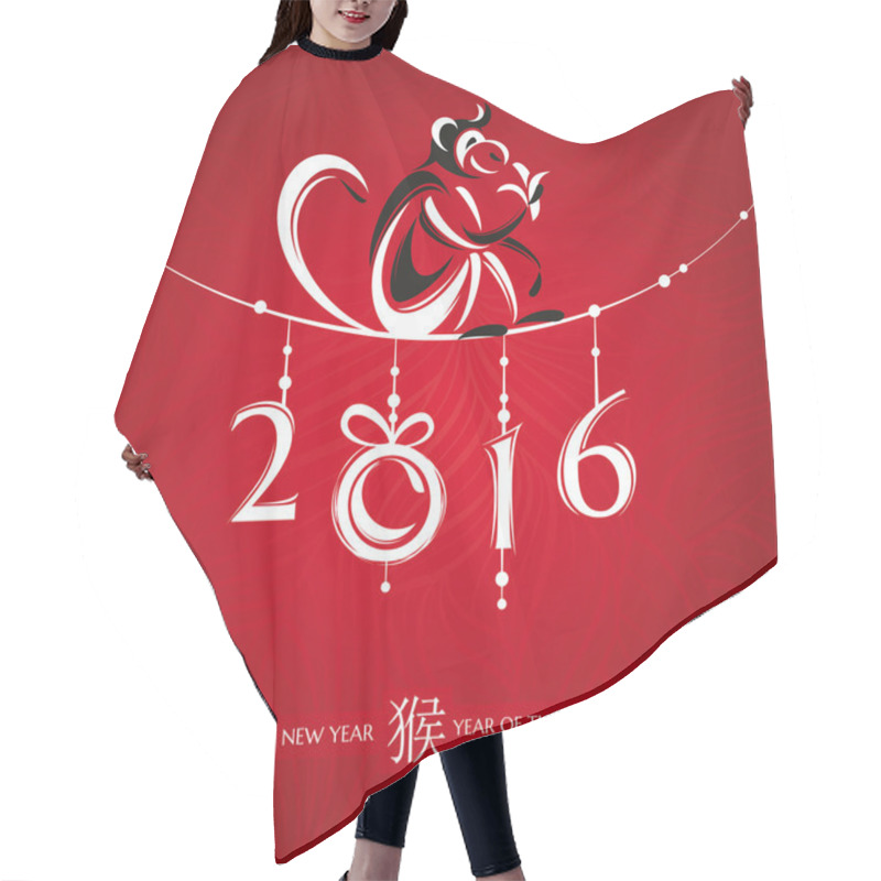 Personality  Chinese New Year Greeting Card With Monkey Hair Cutting Cape