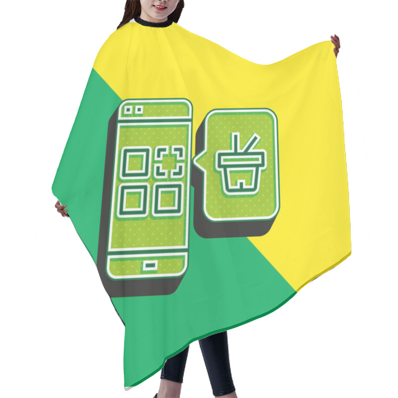 Personality  Application Green And Yellow Modern 3d Vector Icon Logo Hair Cutting Cape