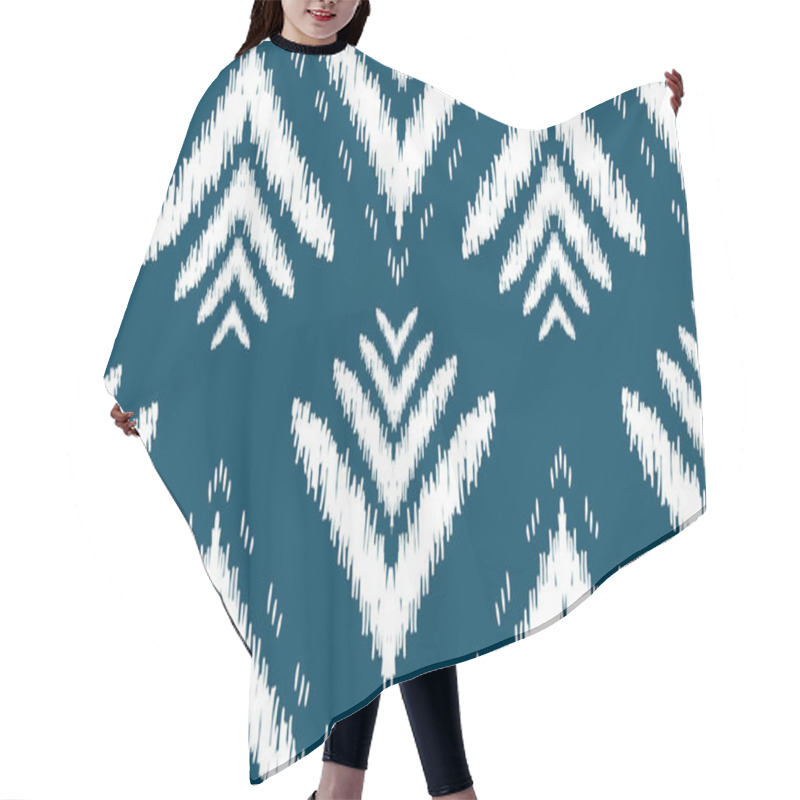 Personality  Beautiful Ikat Seamless Pattern.geometric Ethnic Pattern Traditional Background.blue And White Tone.Aztec Style,embroidery,abstract,vector,illustration.design For Texture,fabric,clothing,wrapping. Hair Cutting Cape