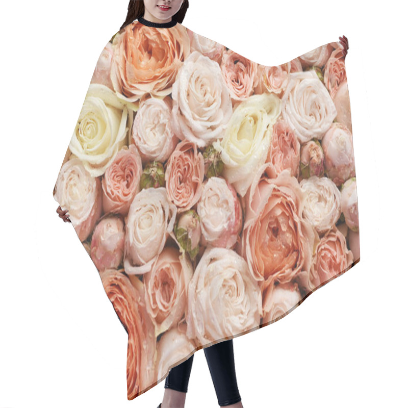 Personality  Many Delicate Rosebuds  Are A Top View.  Hair Cutting Cape