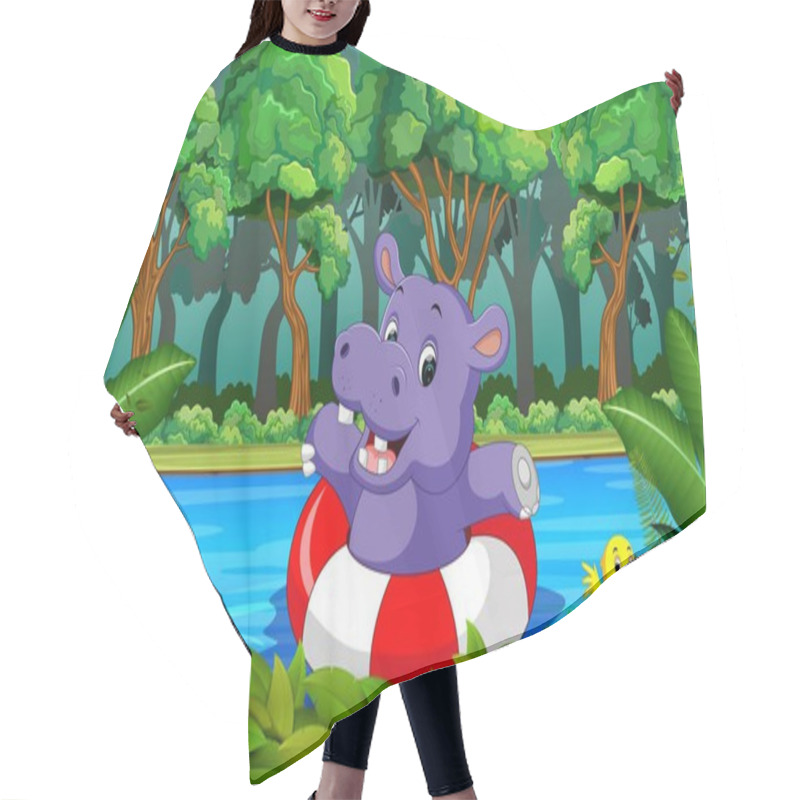 Personality  Hippo Swimming In The River Hair Cutting Cape