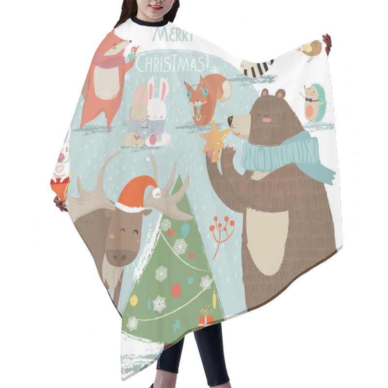 Personality  Christmas Set With Wild Animals Hair Cutting Cape