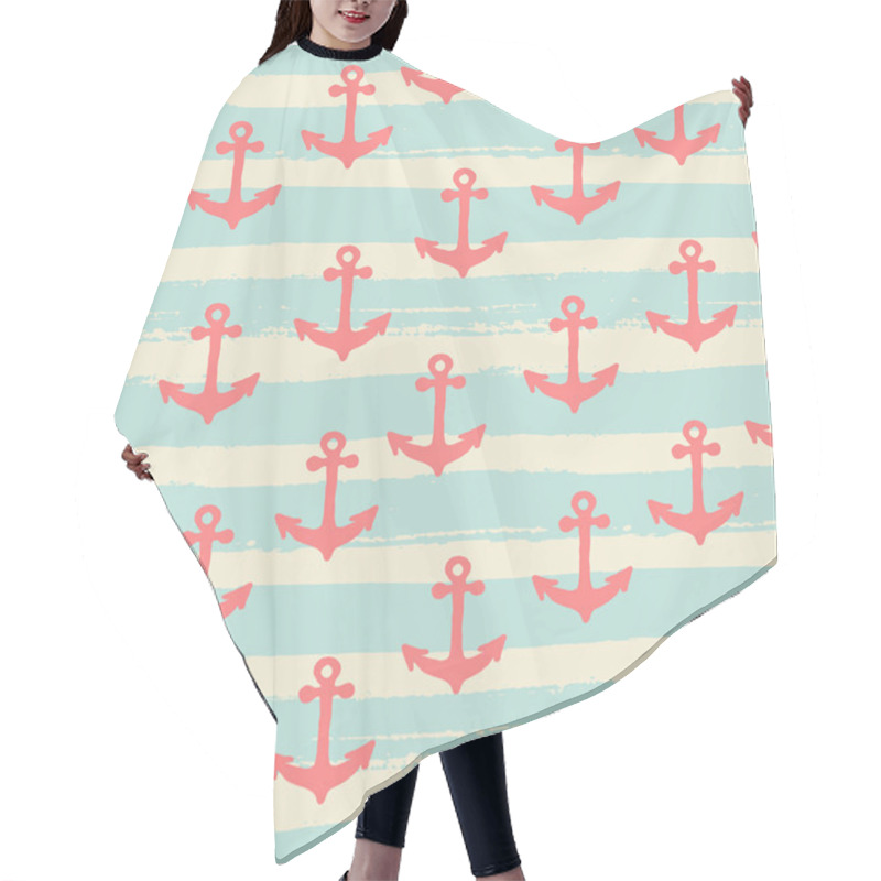 Personality  Hand Drawn Anchors Seamless Pattern Hair Cutting Cape