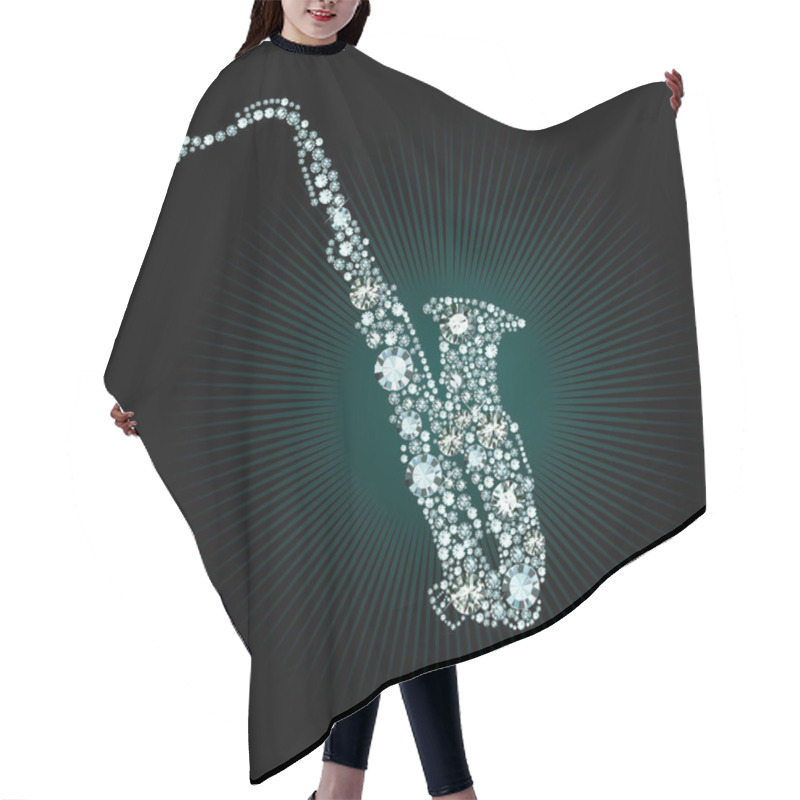 Personality  Diamond Saxophone Hair Cutting Cape