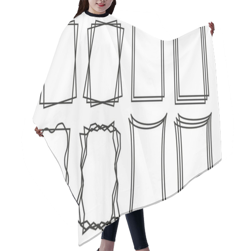 Personality  Black Geometric Frames With Rectangle Shape. Art Deco Style Hair Cutting Cape