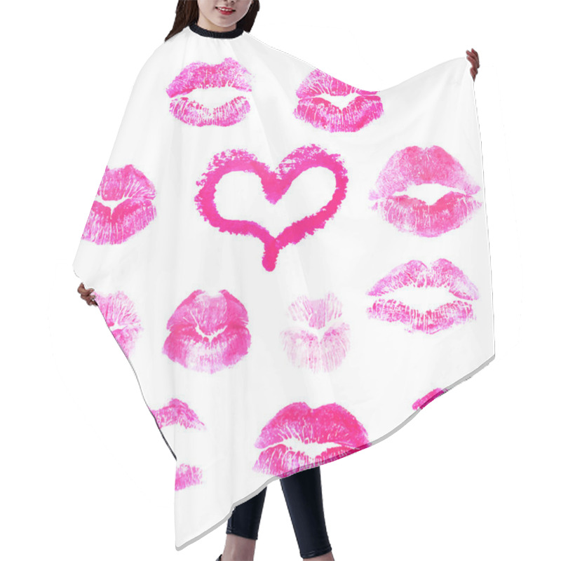 Personality  Lips Prints Kisses - Vector Illustration. Hair Cutting Cape