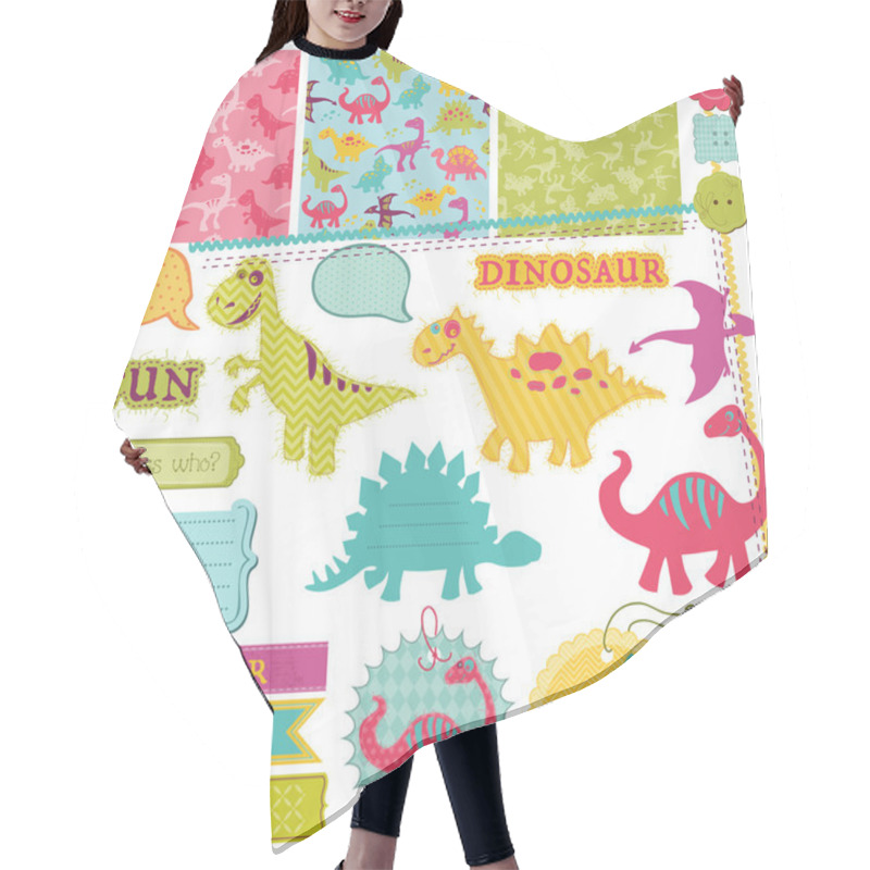 Personality  Scrapbook Design Elements - Baby Dinosaur Set - In Vector Hair Cutting Cape