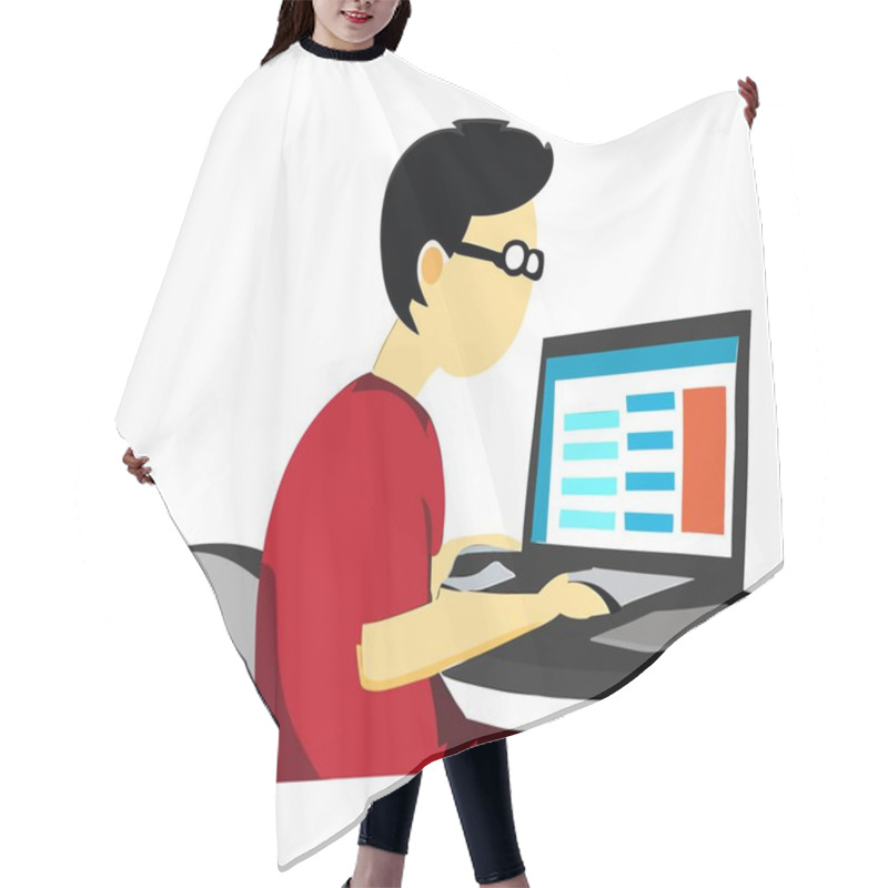 Personality  Vector Of A Male IT Specialist, Professional IT Specialist Illustration For Technology Themes, Programmer,Web Designer,Creative Web Designer Hair Cutting Cape