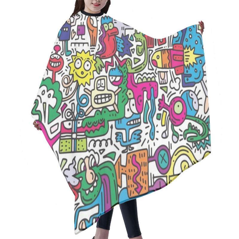 Personality  Hand Drawn Of Doodle Party Background . Vector Illustration Hair Cutting Cape