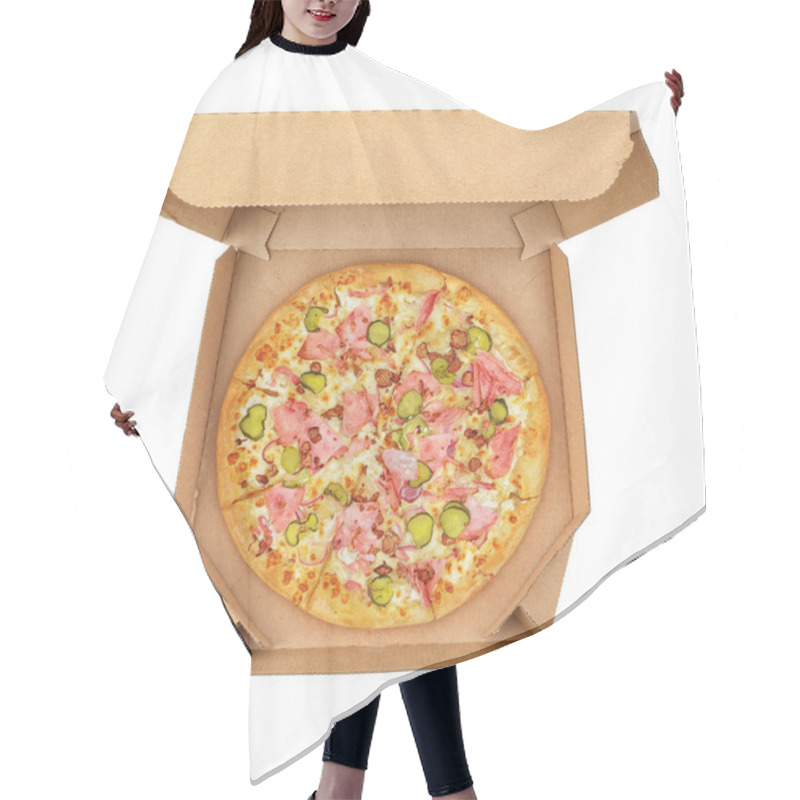 Personality  Pizza In Take-out Box Isolated Hair Cutting Cape