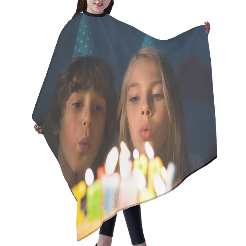 Personality  Kids Blowing Candles On Birthday Cake Hair Cutting Cape