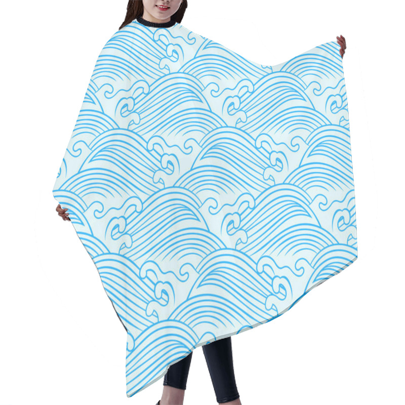 Personality  Seamless Ocean Wave Pattern Hair Cutting Cape