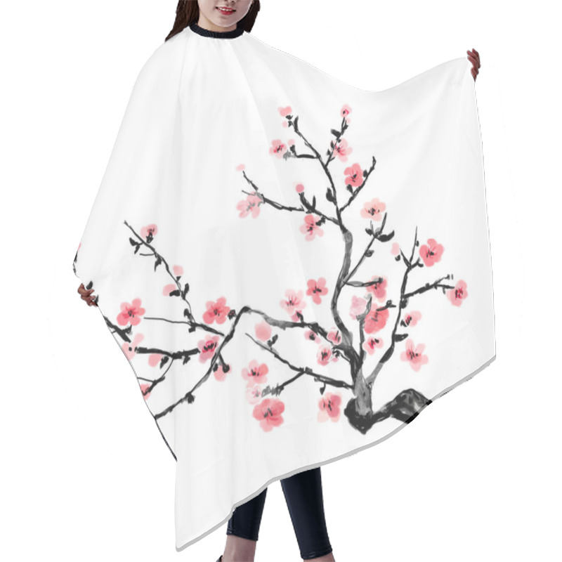 Personality  A Flourishing Branch Of Cherry, Painting. Japanese Art.  Bitmap  Hair Cutting Cape