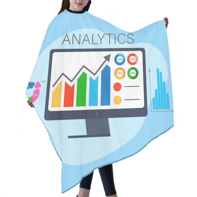 Personality  Laptop Showing Charts And Graph, Analysis Business Accounting, Statistics Concept. Digital Marketing Analytics. Data Growth Diagram. Business Website Modern Ui, Ux, Kit, Admin, Financial Report Hair Cutting Cape