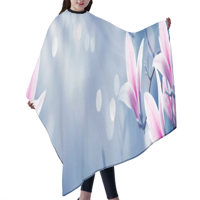 Personality  Mysterious Spring Background With Blooming Magnolia Flowers Hair Cutting Cape