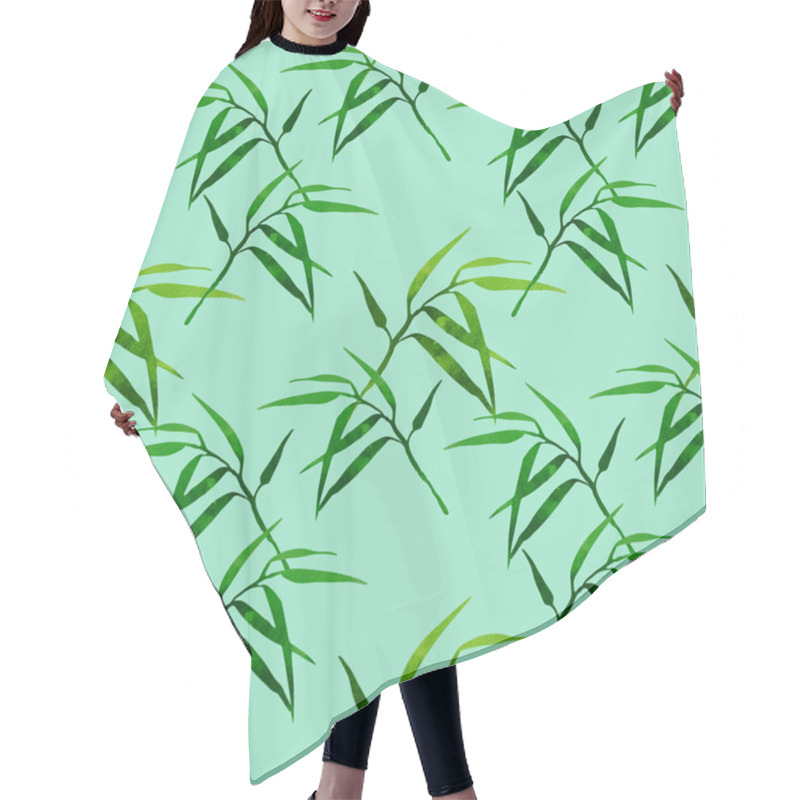 Personality   Floral Seamless Pattern With Bamboo Branch On Green Background Hair Cutting Cape