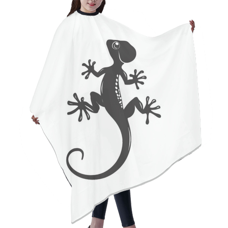 Personality  Leaf Tailed Gecko Silhouette,Clean Black And White Vector Silhouette Art. Hair Cutting Cape