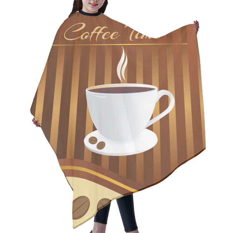 Personality  Coffee Time Card. Vector Illustration.  Hair Cutting Cape