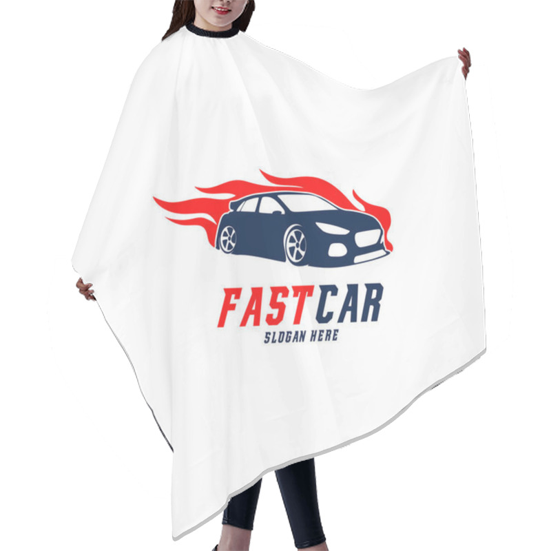 Personality  Fast Racing Car Logo Vector, Racing Car With Flame Logo Template Hair Cutting Cape